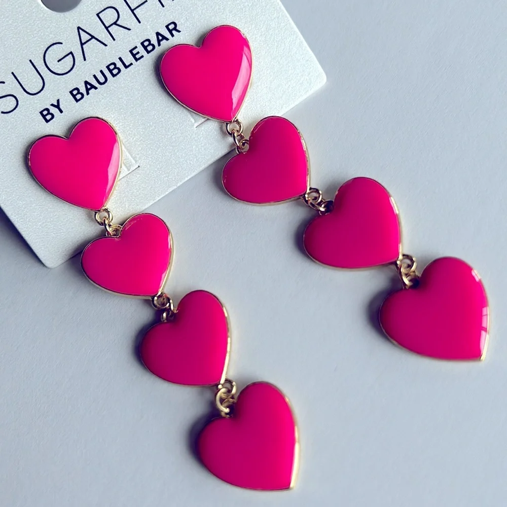 Sugar fix by Baublebar hot pink heart dangle drop earrings